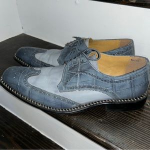 Giorgio Brutini Blue Gray Croc Wingtip Oxford 11.5